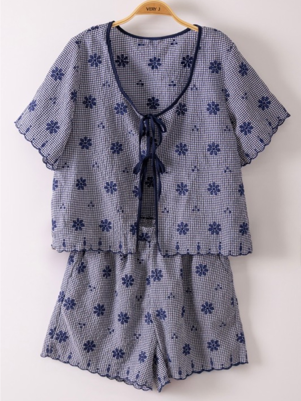 Floral Embroidery Woven Top & Shorts Set